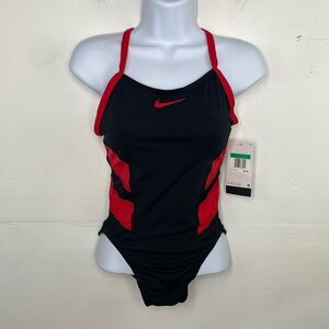 Nike Swim Hydrastrong Black and Red Swimsuit size 4 new with tags